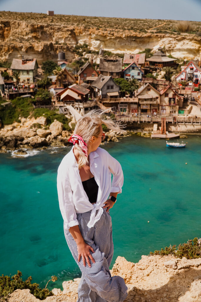 Popeye Village Viewopoint, punkt widokowy, kobieta, Malta