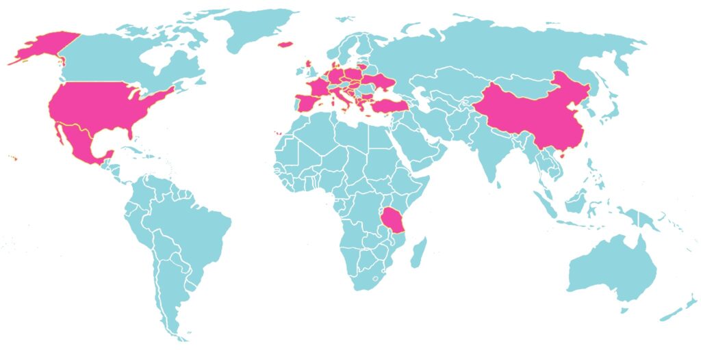 kolorowa mapa świata wygenerowana w aplikacji Been