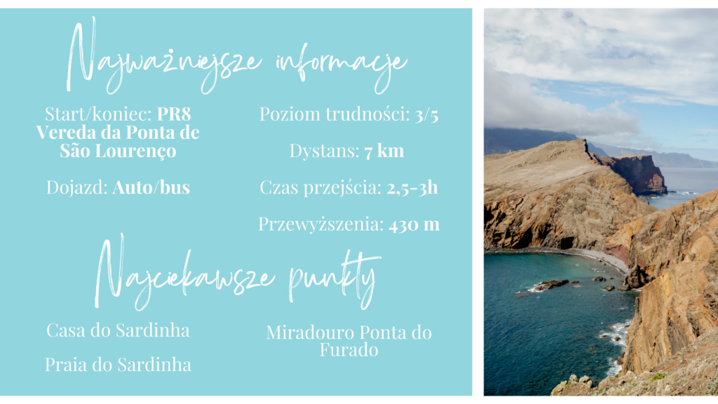Opis szlaku PR 8 Vereda da Ponta de São Lourenço na Maderze